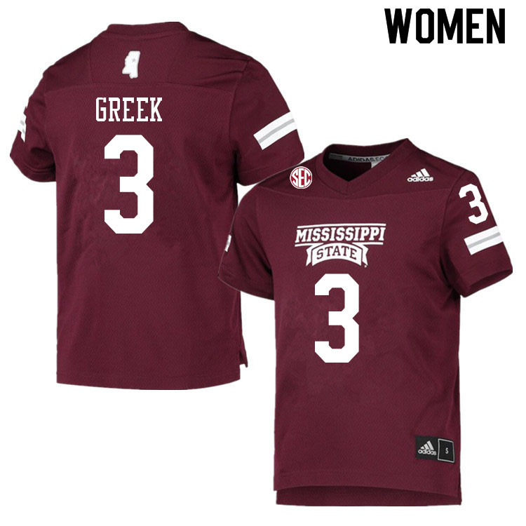 Women #3 Daniel Greek Mississippi State Bulldogs College Football Jerseys Sale-Maroon
